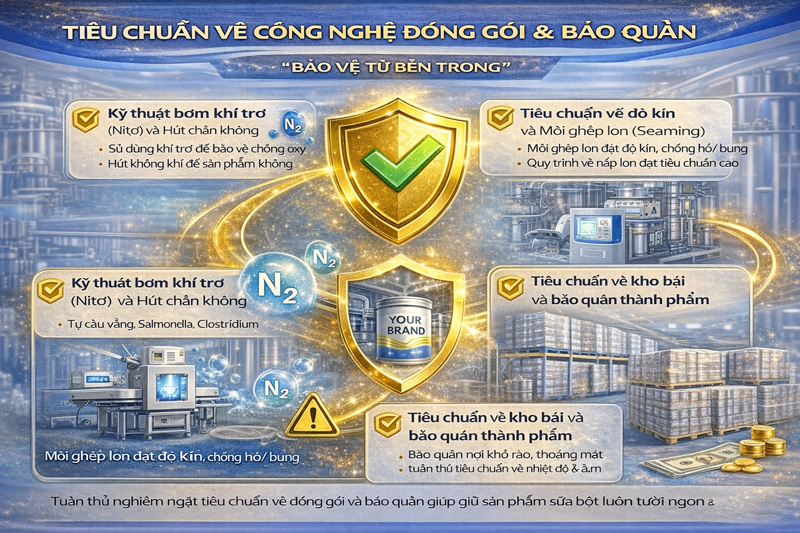 4 Tiêu chuẩn về Công nghệ đóng gói và Bảo quản trong sản xuất sữa bột